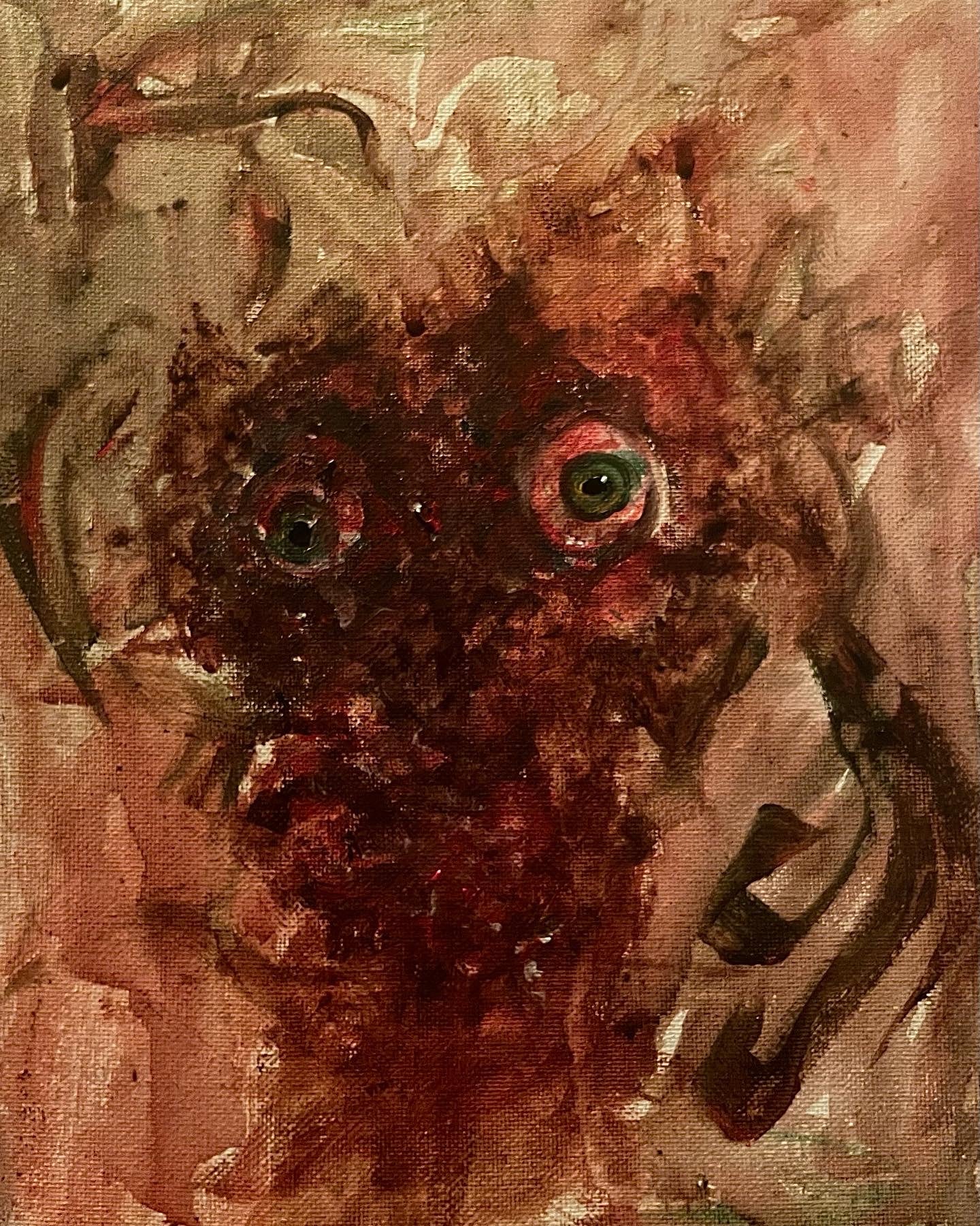 Original face of Paranoia canvas acrylic painting